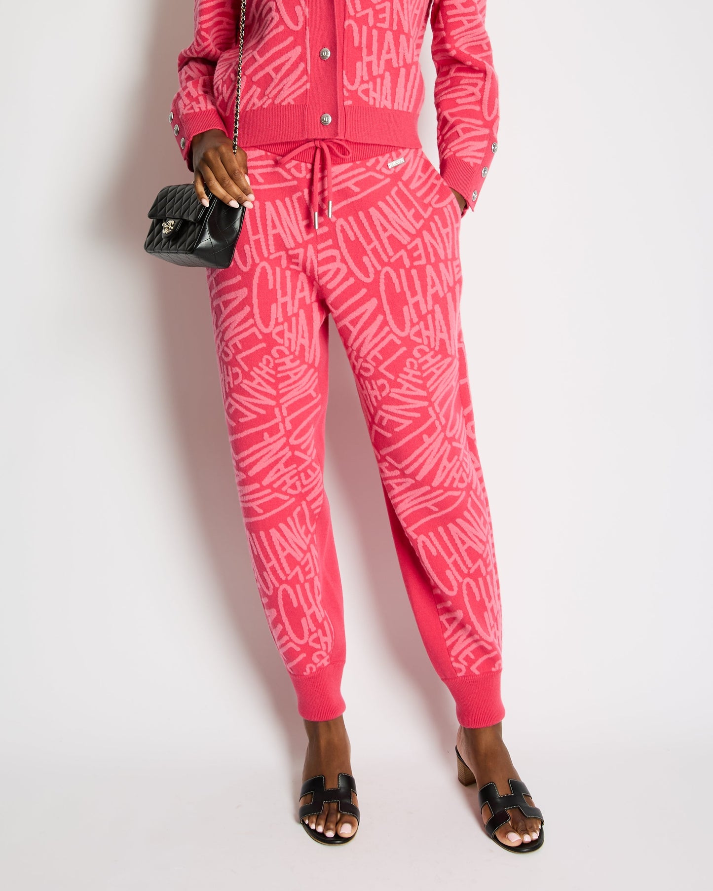 Chanel 21N Hot Pink Cashmere Joggers With Logo Details Size Fr 40 (Uk 12) Rrp £2,370 Bag