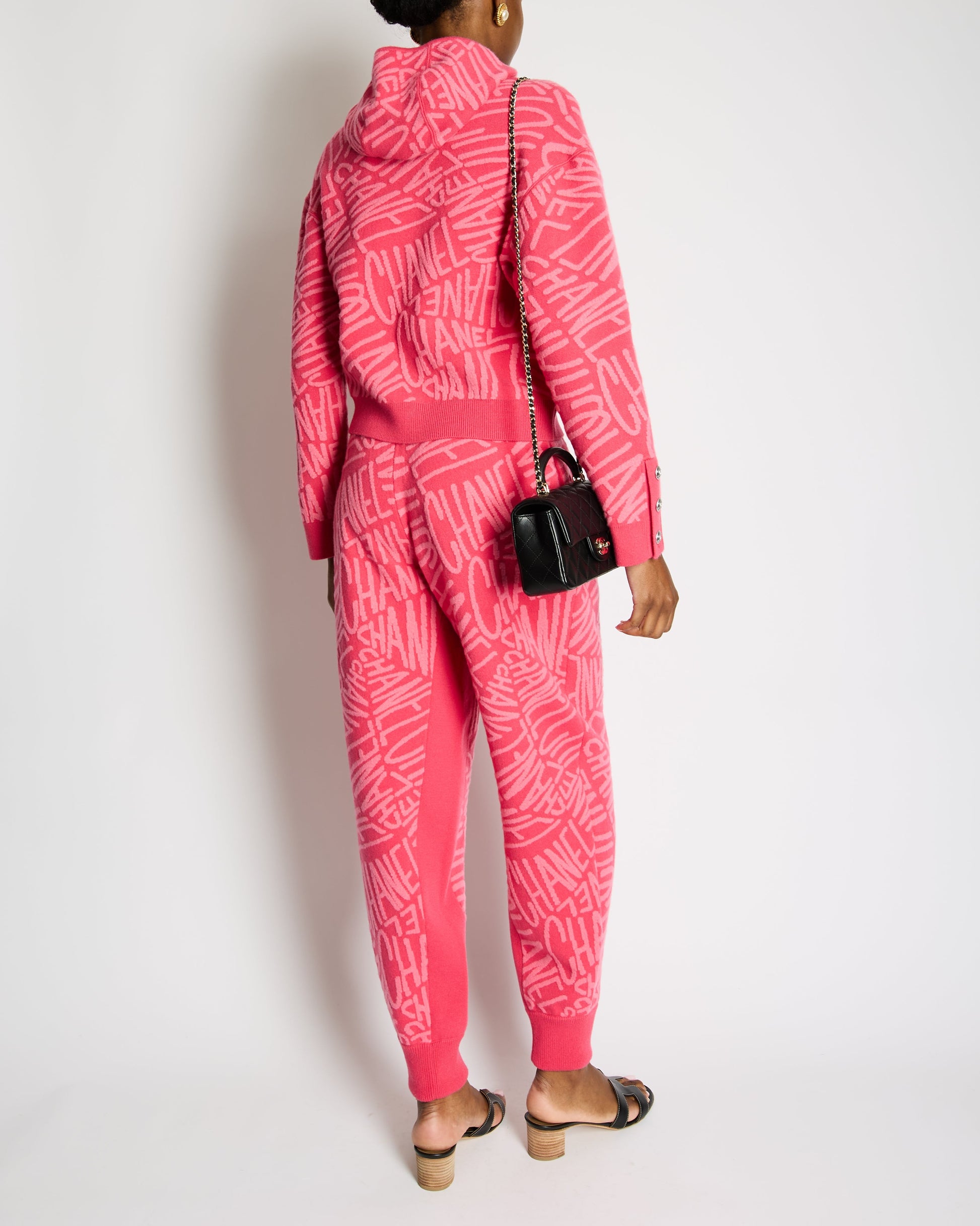 Chanel 21N Hot Pink Cashmere Joggers With Logo Details Size Fr 40 (Uk 12) Rrp £2,370 Bag