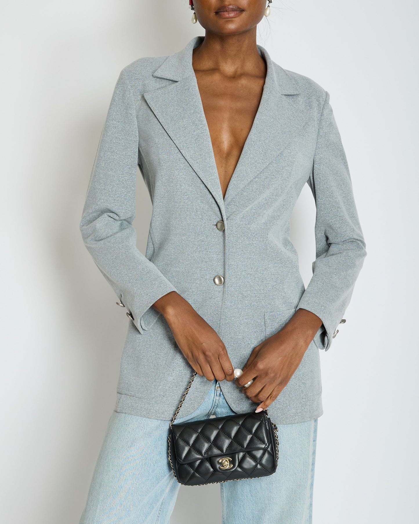 Chanel 98/A Grey Single Breasted Blazer Size FR 38 (UK 10)
