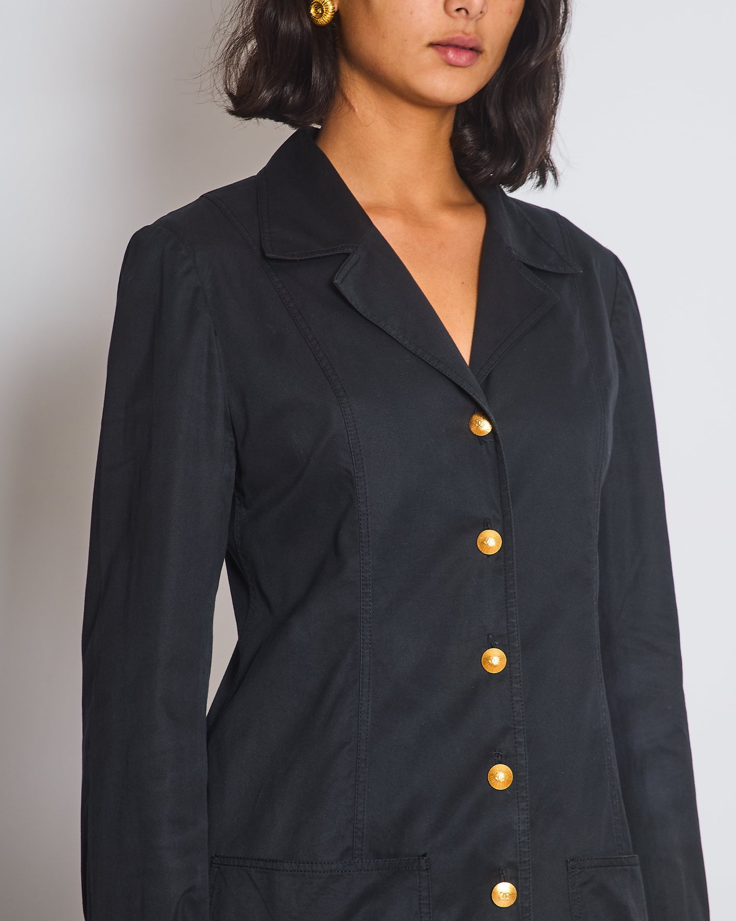 Chanel Black   Lightweight Jacket With Gold CC Logo Buttons Size FR 36/38 (UK 8/10)