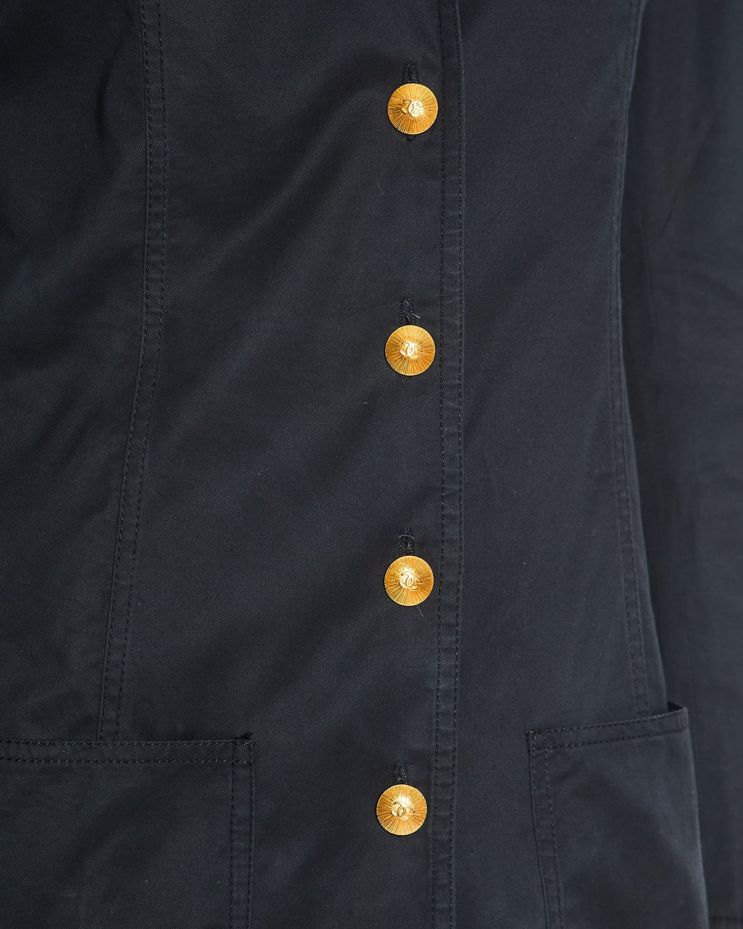 Chanel Black   Lightweight Jacket With Gold CC Logo Buttons Size FR 36/38 (UK 8/10)