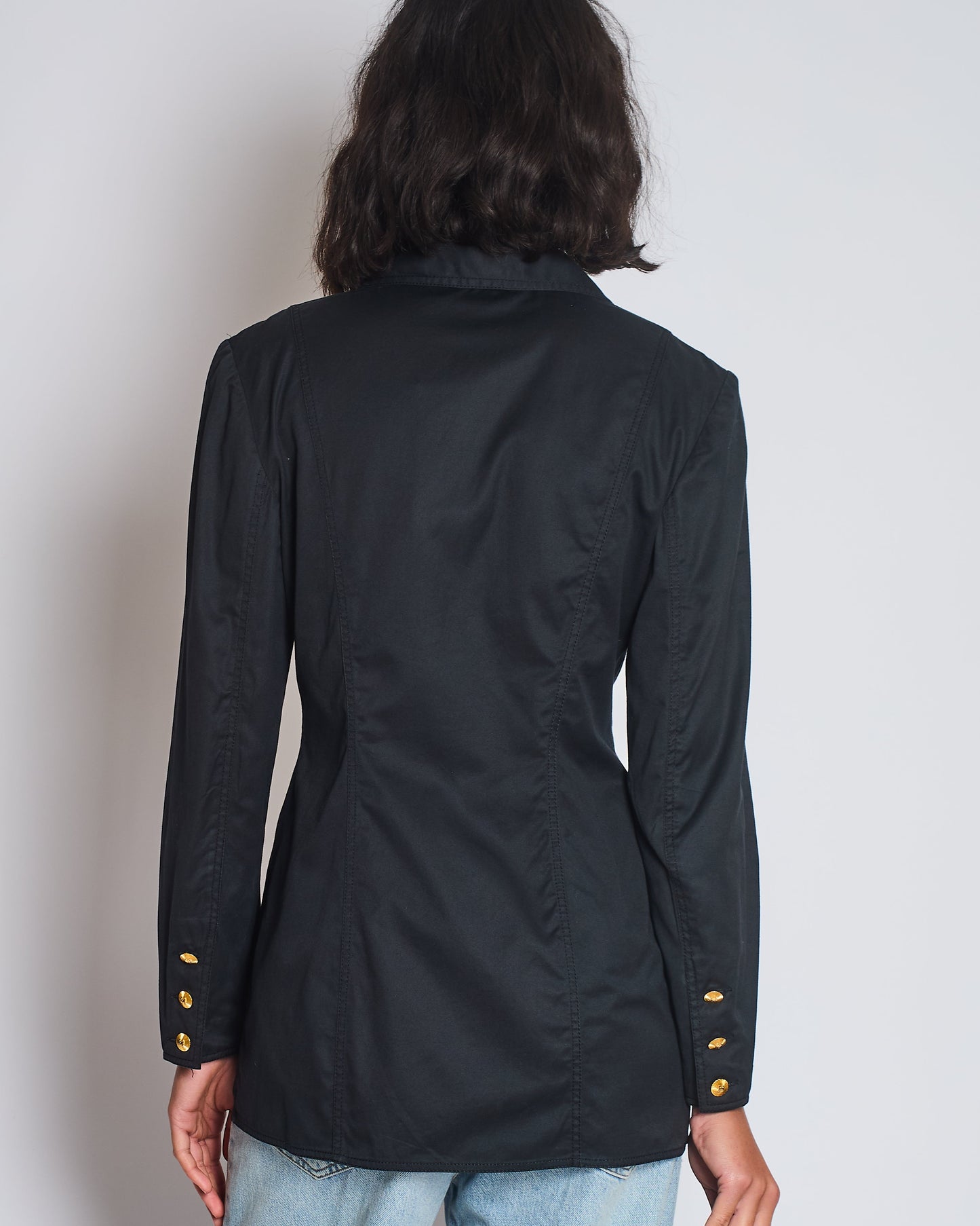 Chanel Black   Lightweight Jacket With Gold CC Logo Buttons Size FR 36/38 (UK 8/10)