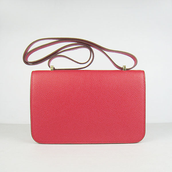 Hermes Luxury Calf Message Bag H Golden Leather Red Travel Bag