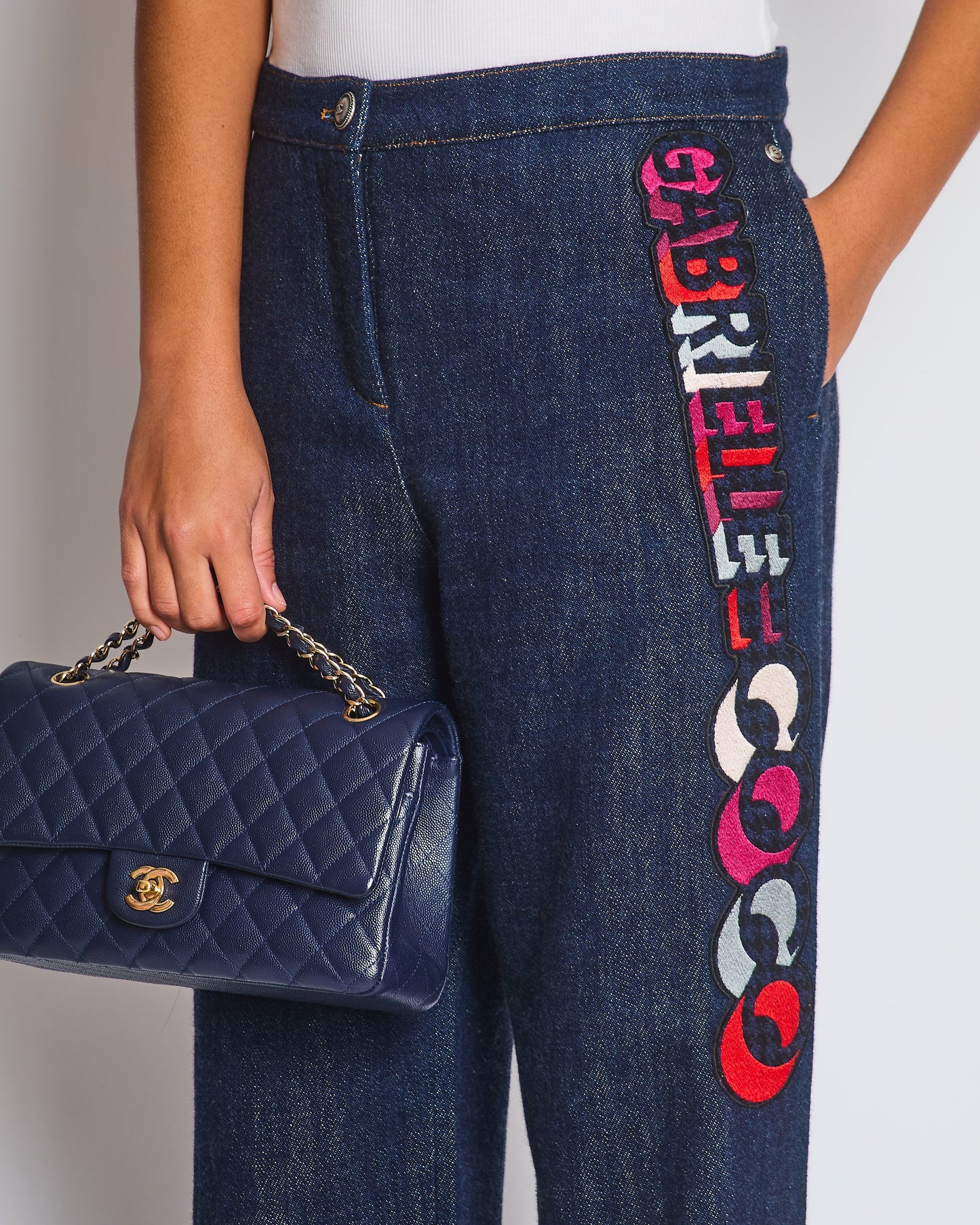 Chanel Dark Indigo "Gabrielle Coco" Straight Leg Jeans Size FR 40 (UK 12)