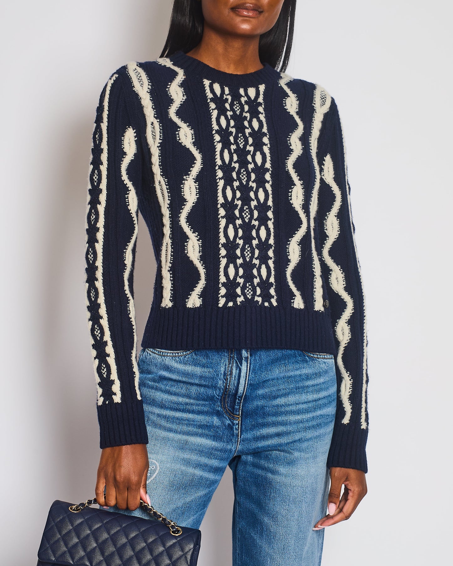 Chanel 18A Paris Hamburg Knitted Glitter Jumper Size Fr 38 (Uk 10) Bag