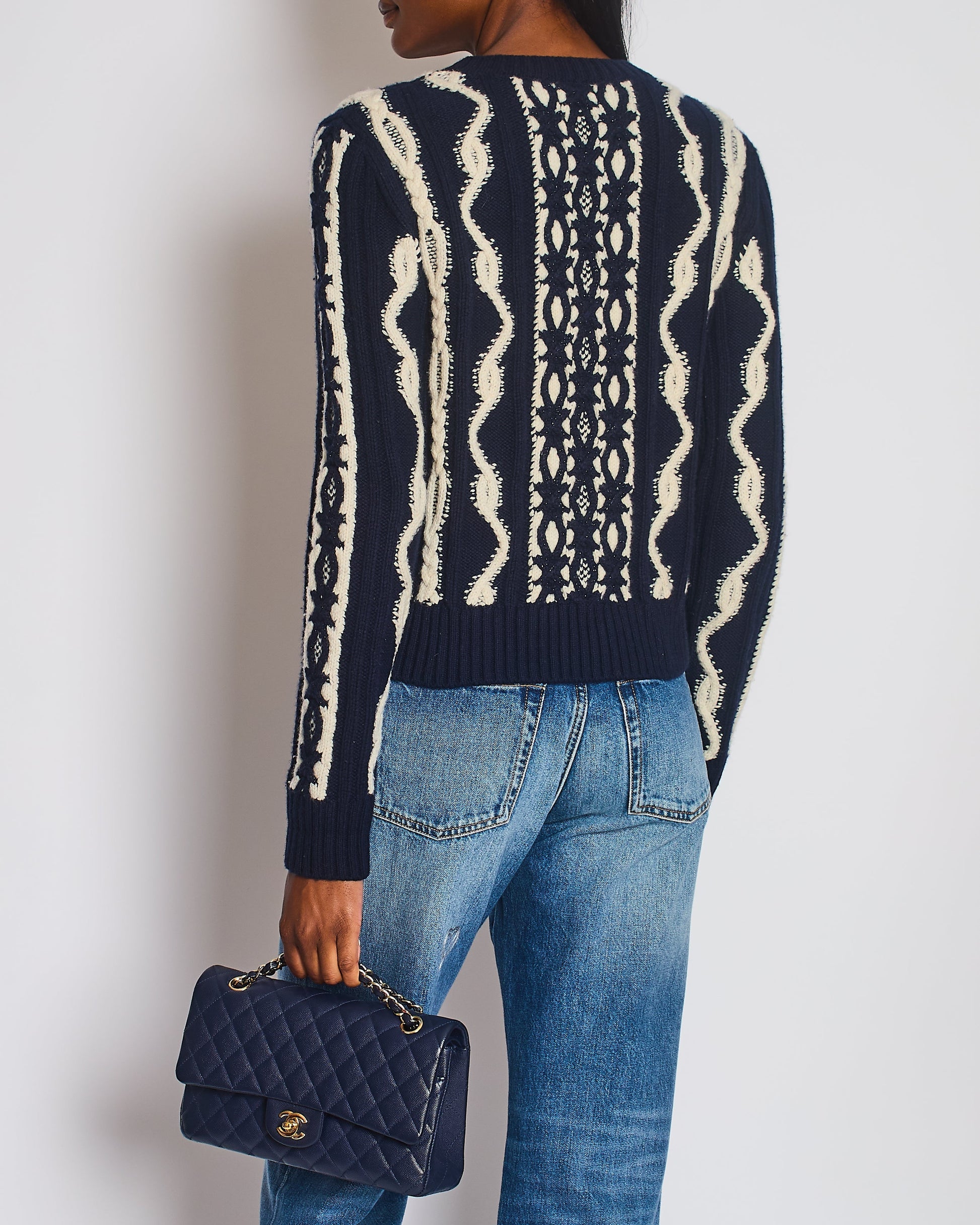 Chanel 18A Paris Hamburg Knitted Glitter Jumper Size Fr 38 (Uk 10) Bag