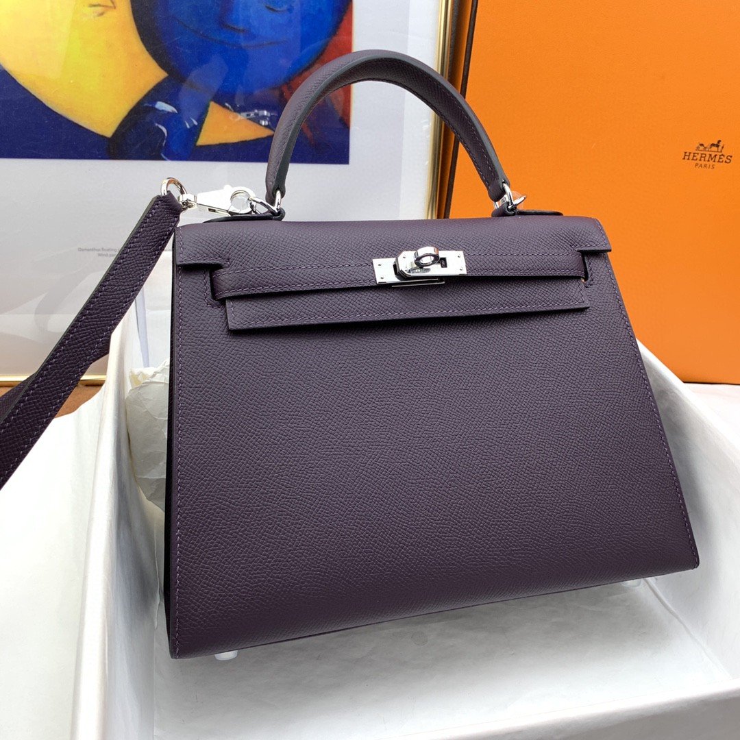 Top Quality Kelly Sellier Epsom Dark Purple Shoulder Bag