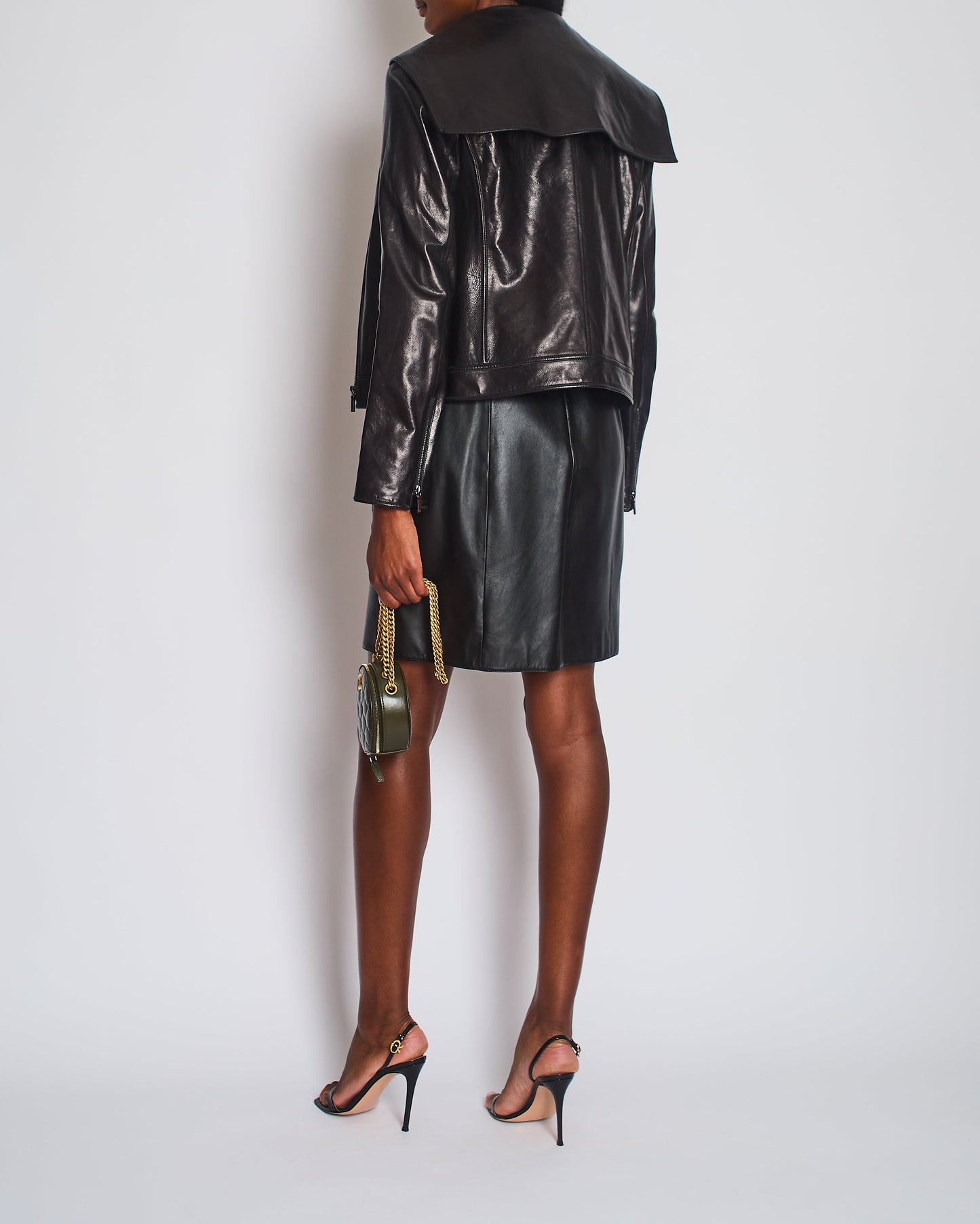 Chanel Black Double Breasted Leather Jacket with CC Button Detail Size FR 38 (UK 10)