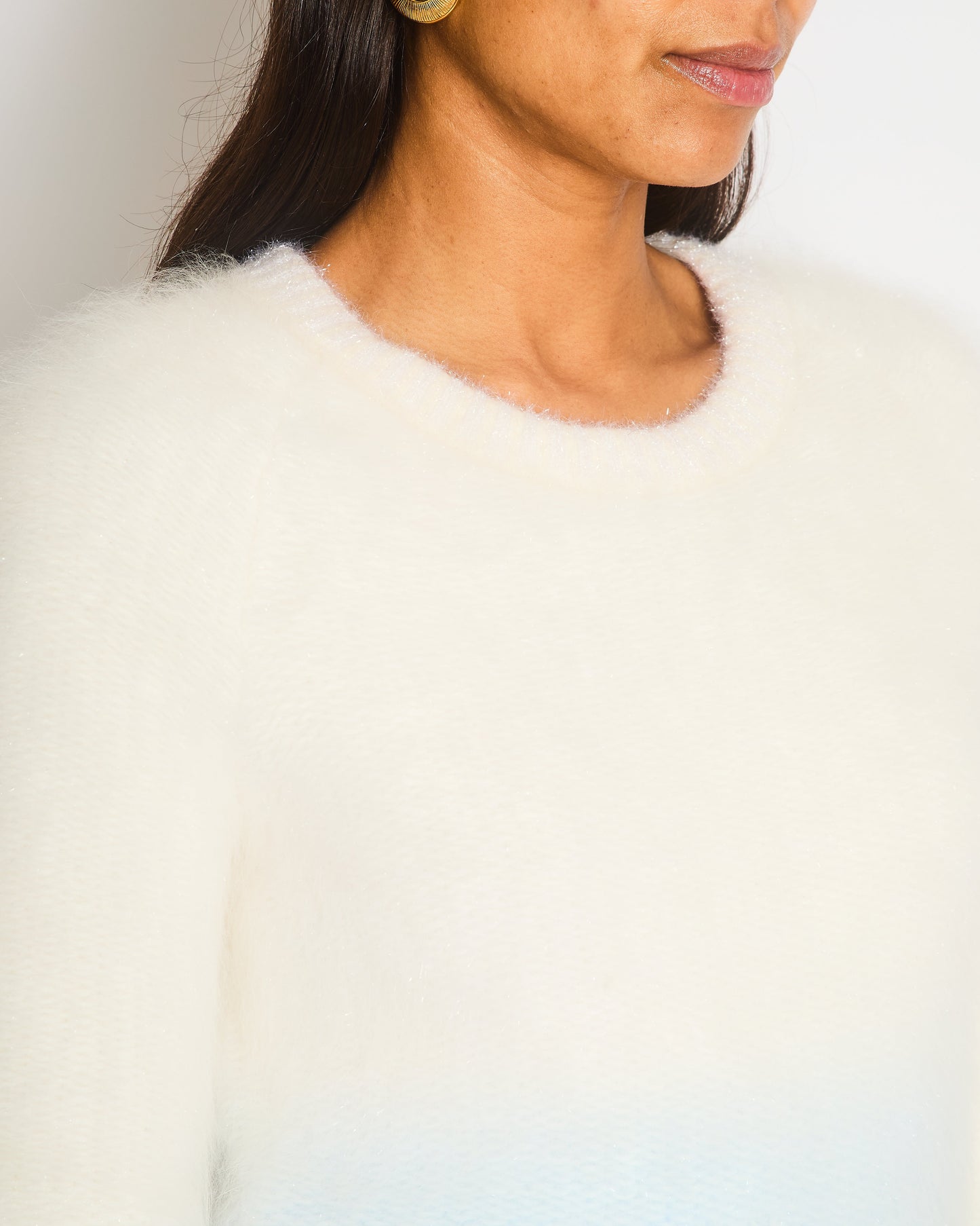Chanel Cream and Blue Angora Long Sleeve Mini Dress Size FR 36 (UK 8)