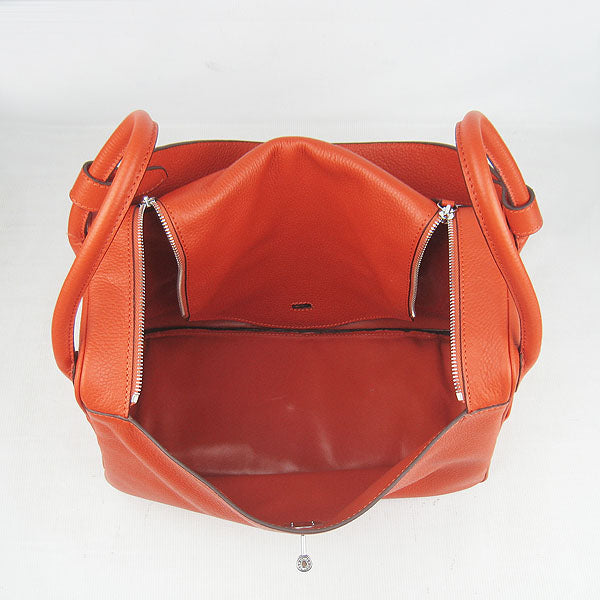 Hermes Luxury Lindy Cm Handbag Orange Silver Travel Bag