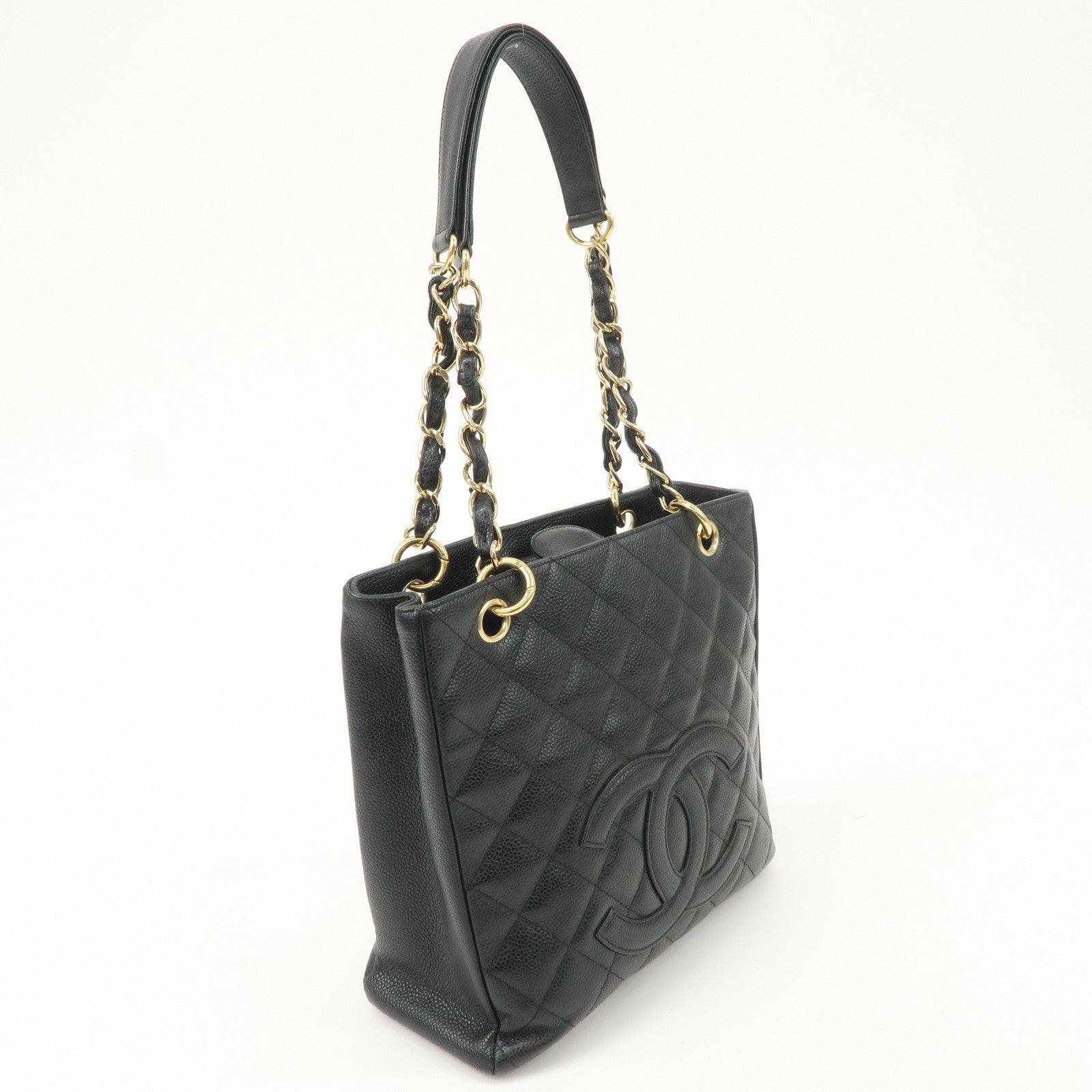 CHANEL Matelasse Caviar Skin PST Chain Tote Bag Black A20994