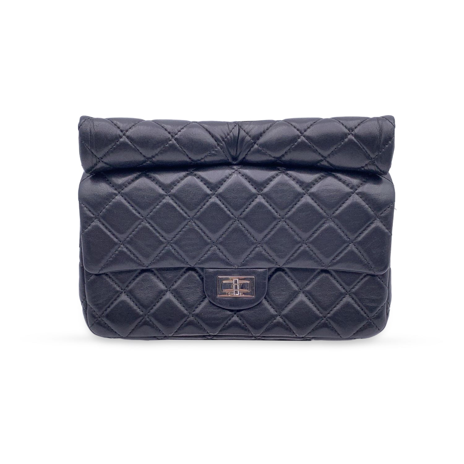 Chanel Black Quilted Leather Reissue Roll . Clutch Bag
