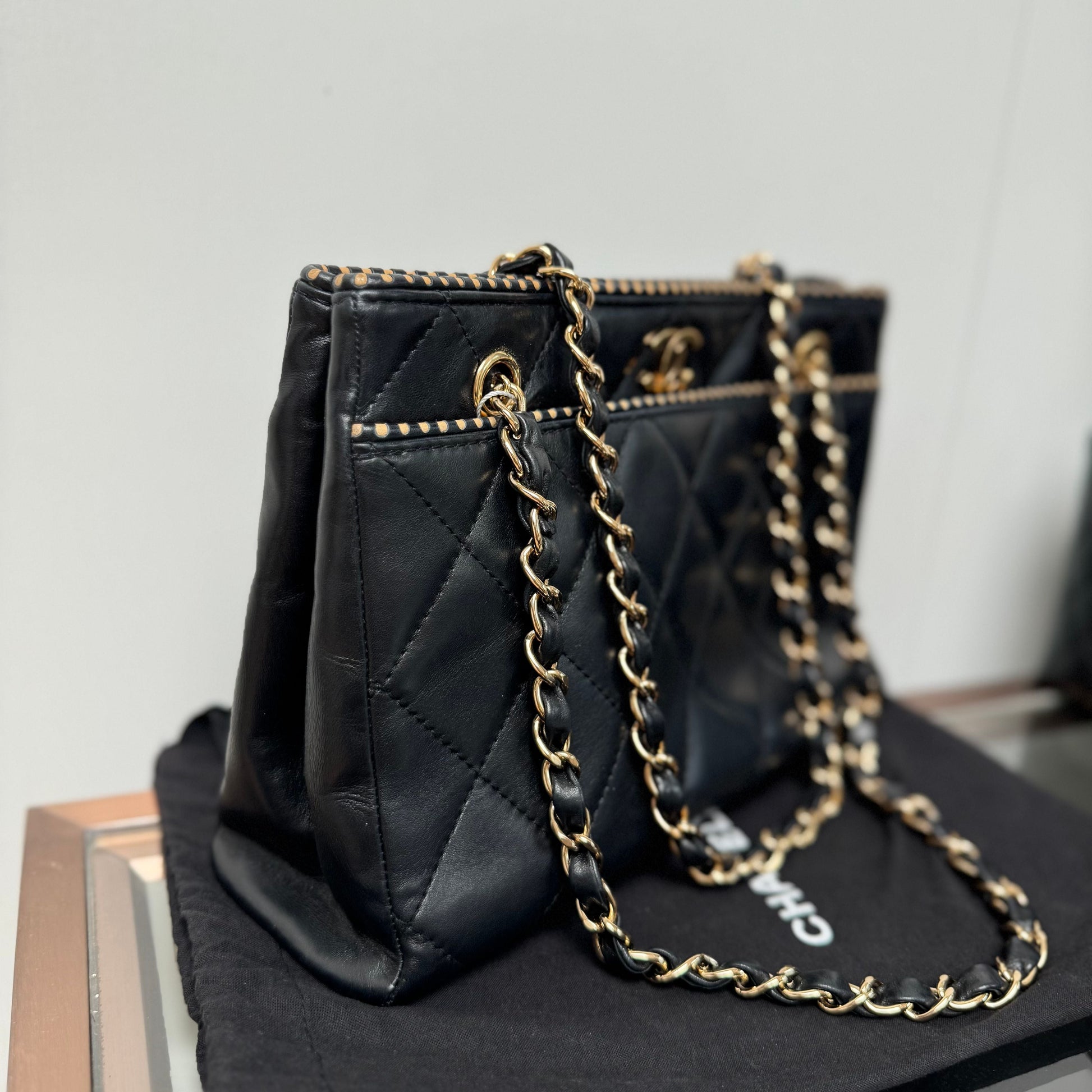 Chanel Perforated Edge Tote - Black Shoulder Bags, Handbags eal