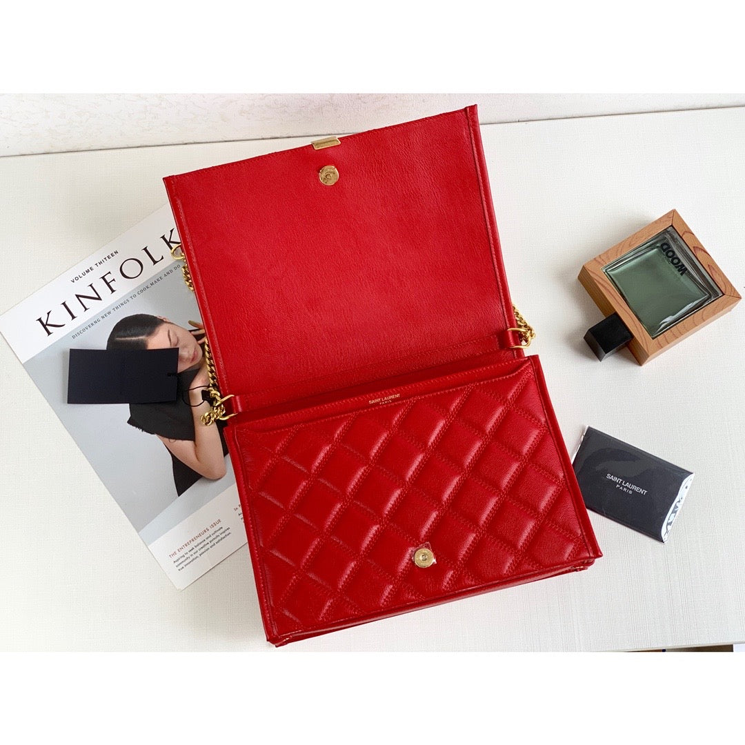 YSL Saint Laurent Becky 10.5in 27cm Red Small Shoulder Bag
