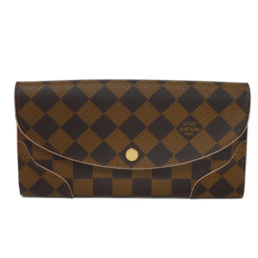 Louis Vuitton Long Purse N61227 Damier grained Leather Canvas Brown Pink Wallet Case