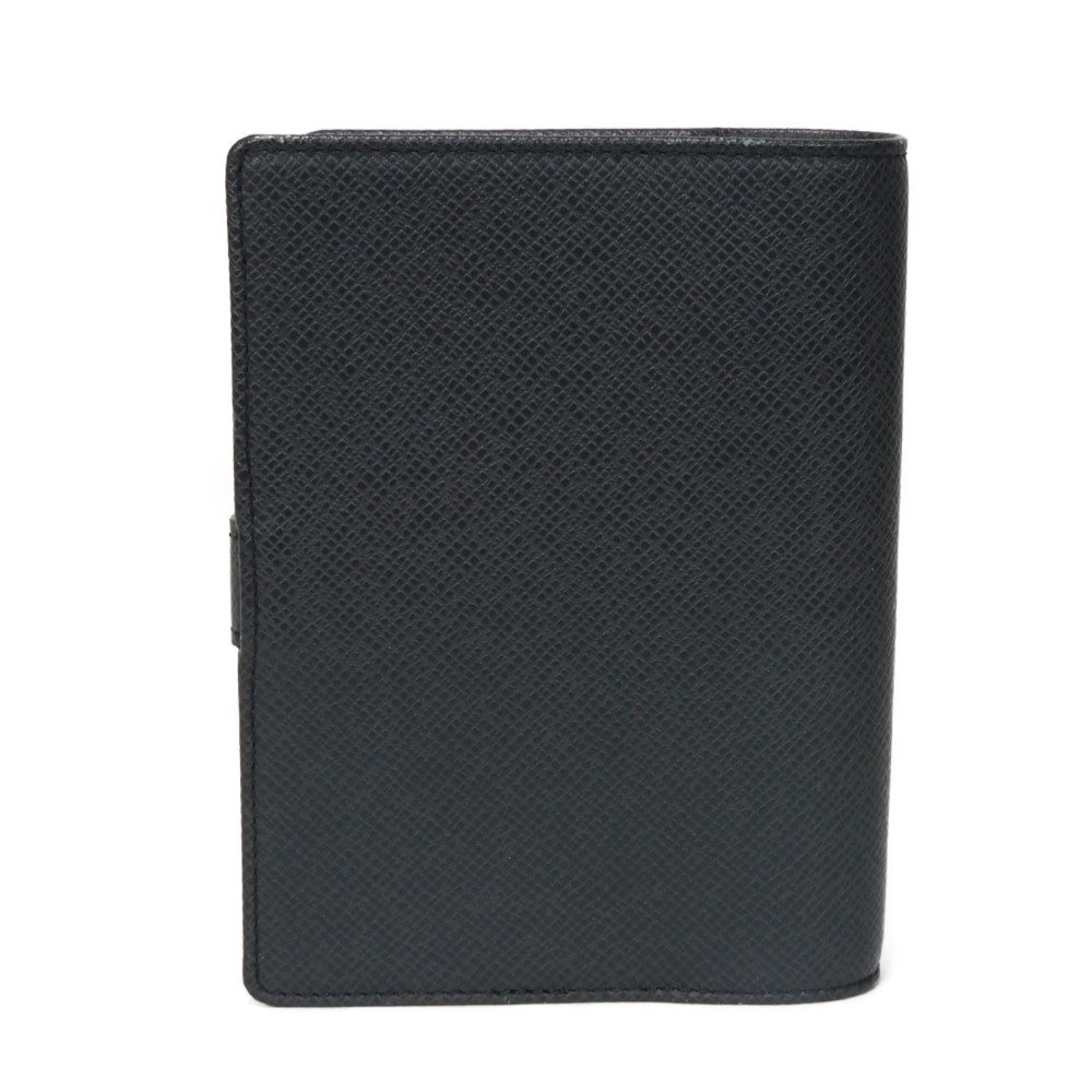 Louis Vuitton Notebook cover R20426 Taiga embossed Leather Black Grey Logo Wallet Case