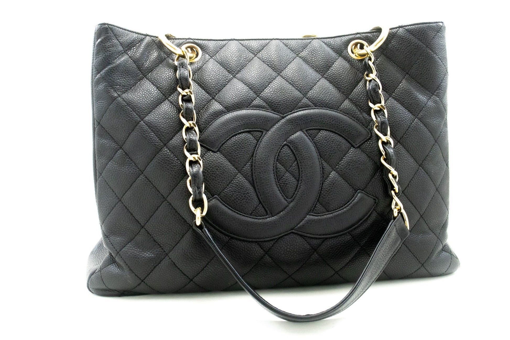 CHANEL Caviar GST 13" Grand Shopping Tote Chain Shoulder Bag Black