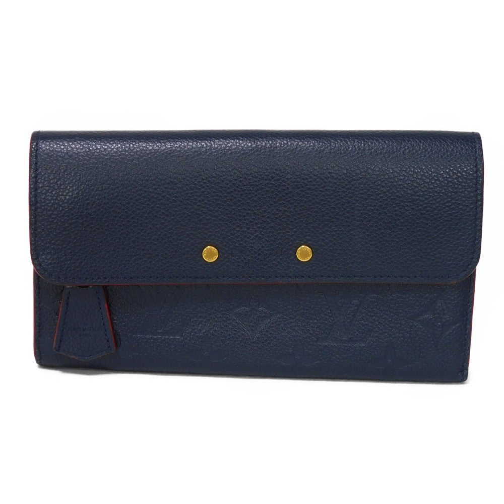 Louis Vuitton Long Purse M62127 Implant embossed Monogram Leather Red Navy Wallet Case