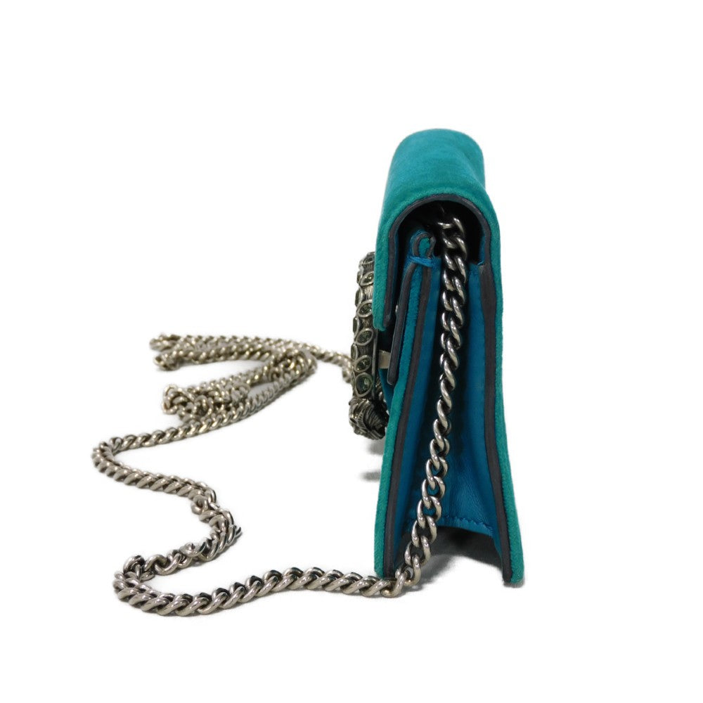 Gucci K4DNN velvet Turquoise Tiger Head Mini Shoulder Bag