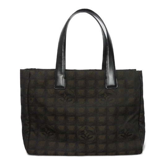 Chanel Nylon jacquard x calfskin CC Mark Brown MM Travel Bag