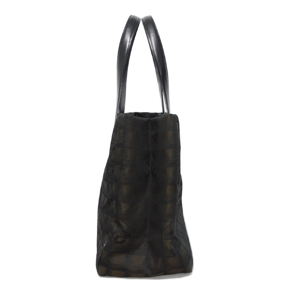 Chanel Nylon jacquard x calfskin CC Mark Brown MM Travel Bag