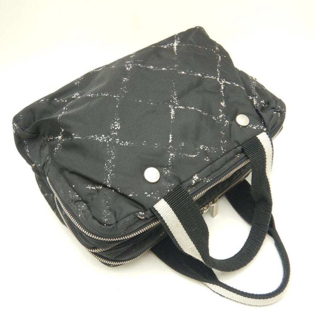 Chanel Travel Line Boston Bag Handbag Nylon Black Travel Bag