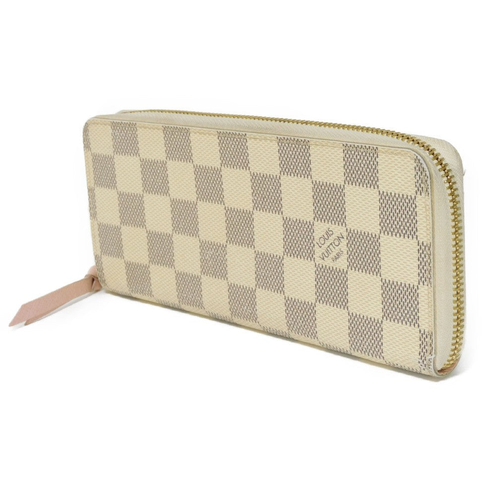 Louis Vuitton Long Purse N61264 Damier Azur Leather Canvas Logo Wallet Case