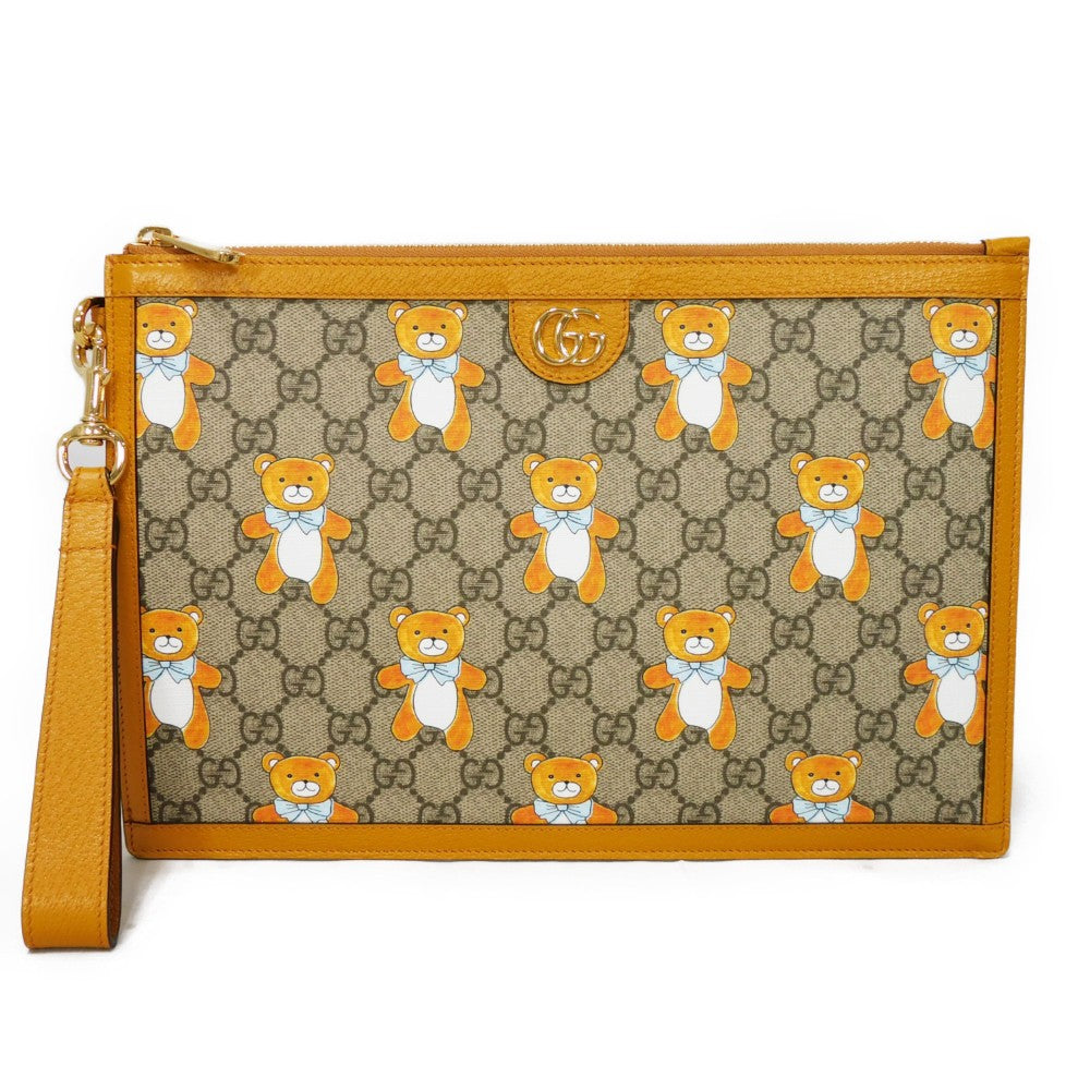 Gucci 2YLAG GG Supreme polyurethane finish Leather Canvas Calf Clutch Bag