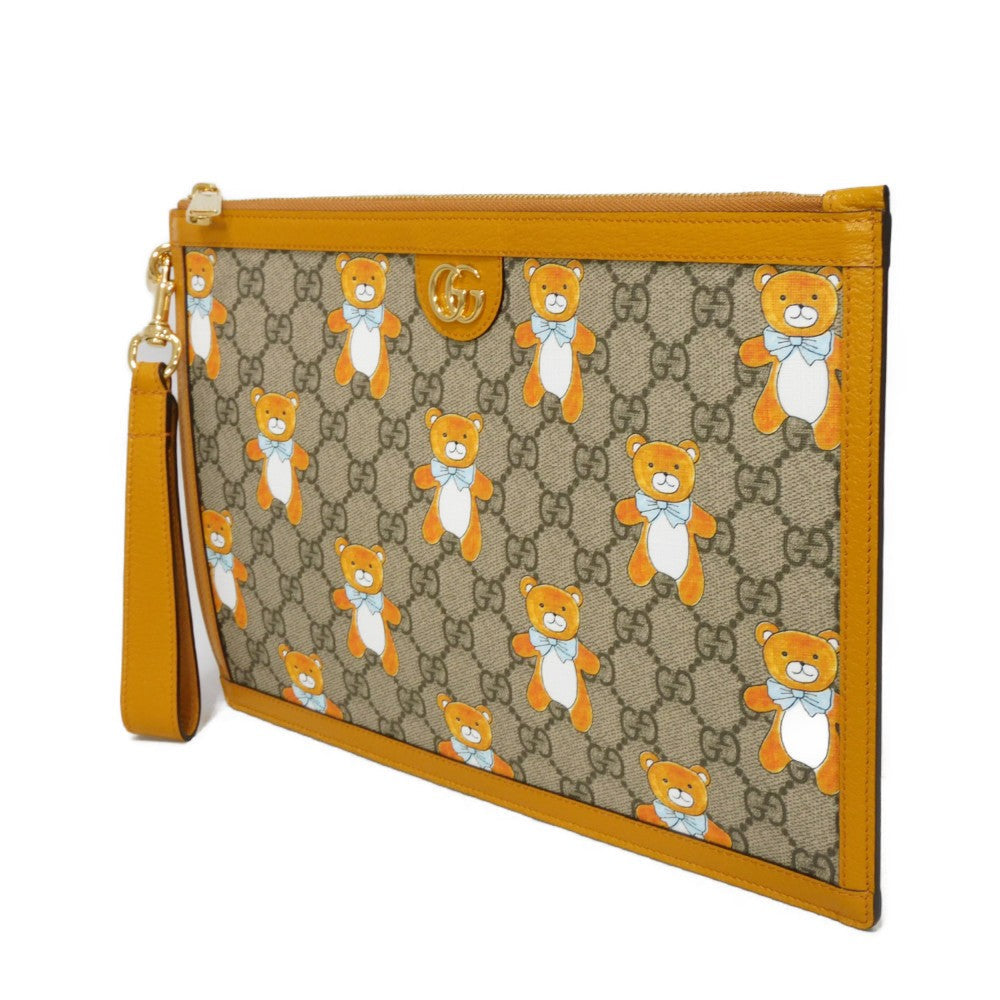 Gucci 2YLAG GG Supreme polyurethane finish Leather Canvas Calf Clutch Bag
