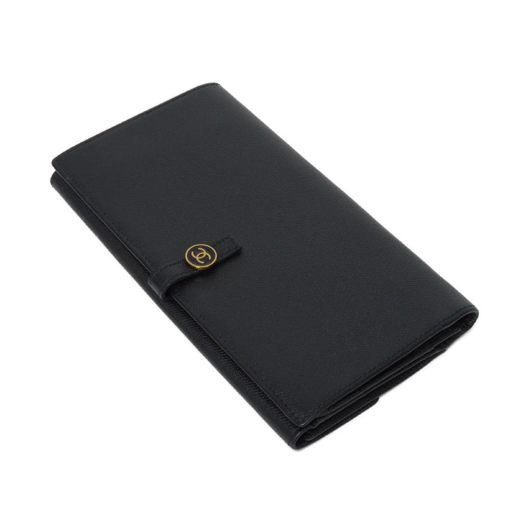Chanel Coco Button Embossed Calfskin Long Flap Wallet