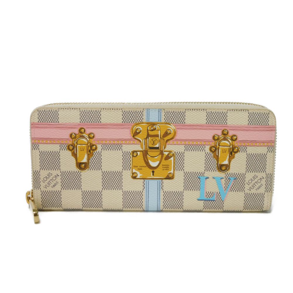 Louis Vuitton Long Purse N60109 Damier Azul Leather Canvas Logo Wallet Case