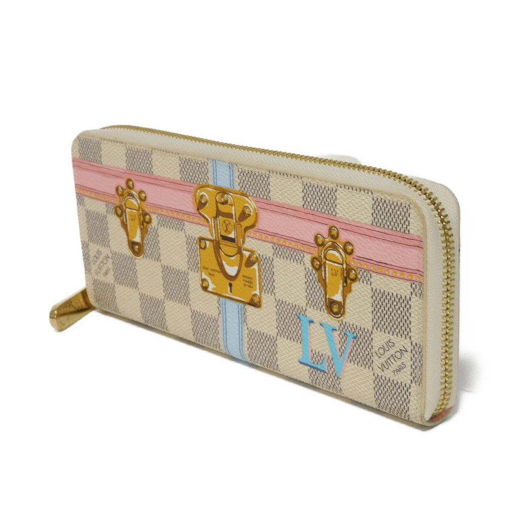 Louis Vuitton Long Purse N60109 Damier Azul Leather Canvas Logo Wallet Case