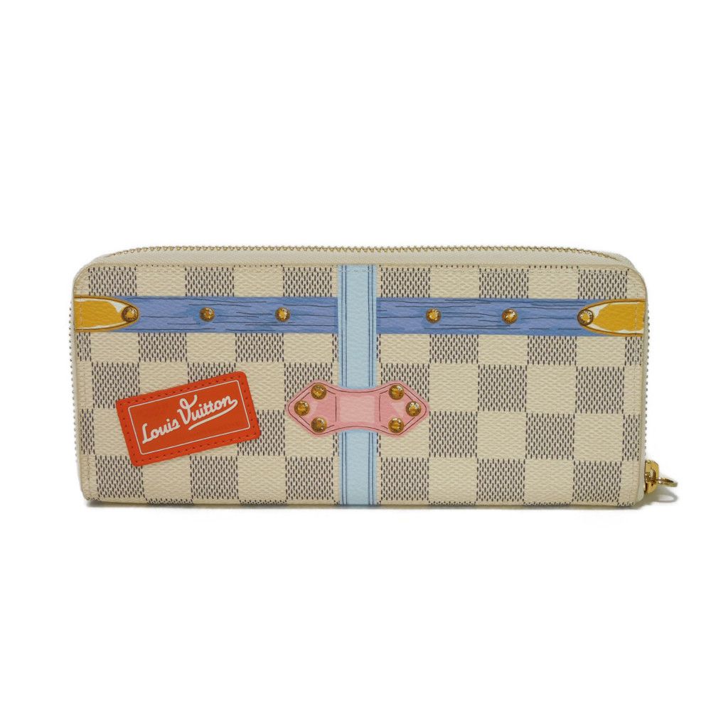 Louis Vuitton Long Purse N60109 Damier Azul Leather Canvas Logo Wallet Case