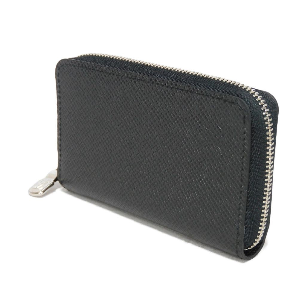 Louis Vuitton Coin M30511 Taiga embossed Noir Leather Black Logo Wallet Case