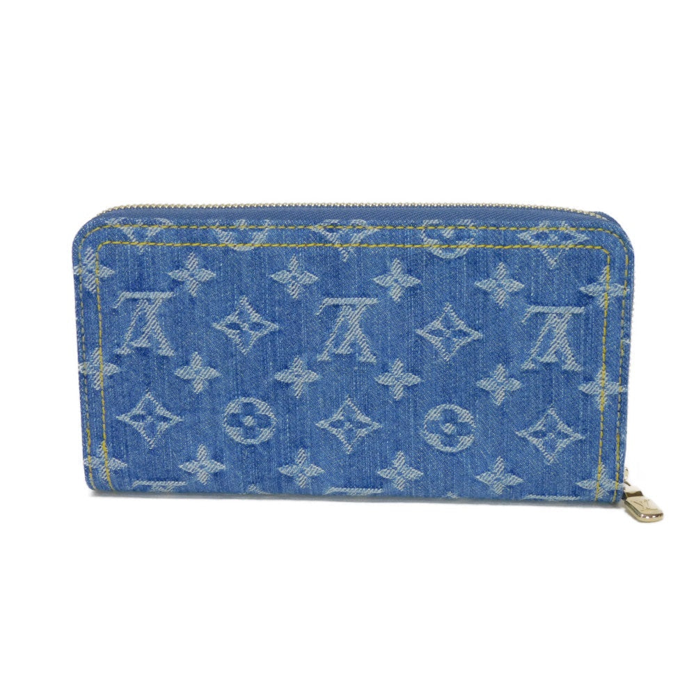 Louis Vuitton Long Purse M23161 grained blue Monogram Leather Canvas Denim Wallet Case 2