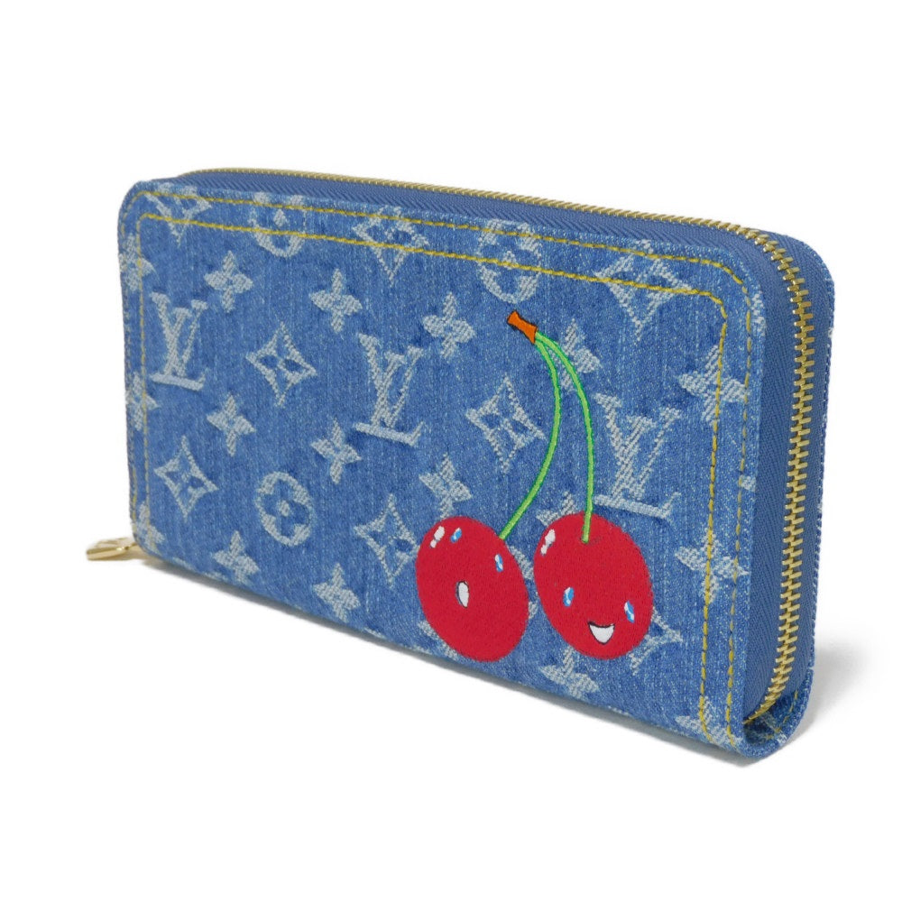 Louis Vuitton Long Purse M23161 grained blue Monogram Leather Canvas Denim Wallet Case 3