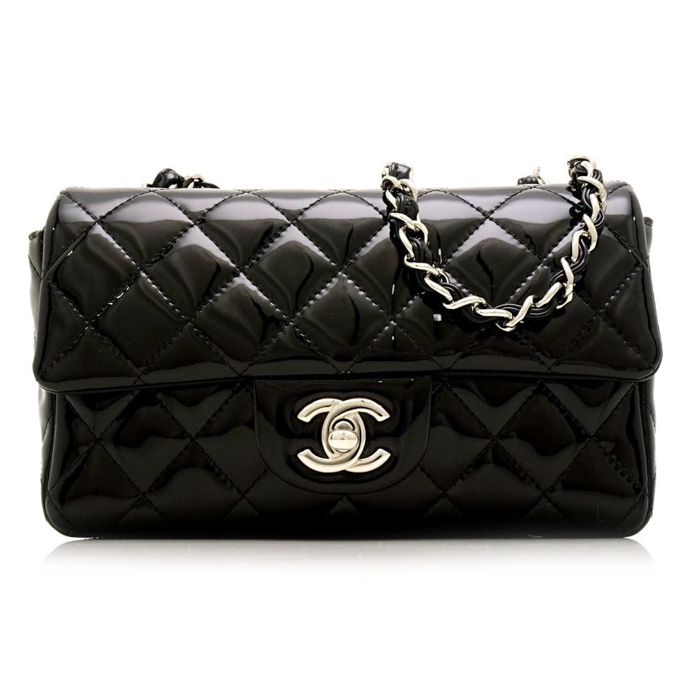 Chanel Shoulder Bag Enamel Matelasse Black