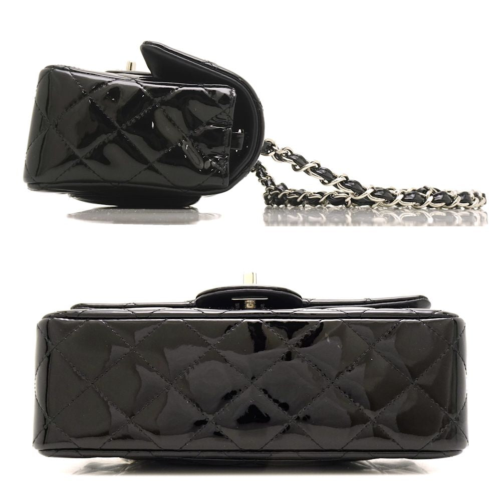Chanel Shoulder Bag Enamel Matelasse Black