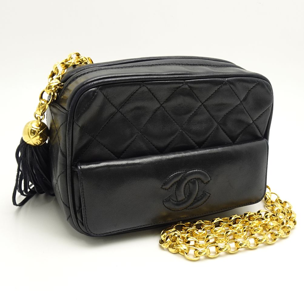 Chanel Shoulder Bag Crossbody Lambskin Black Chain Crossbody Bag