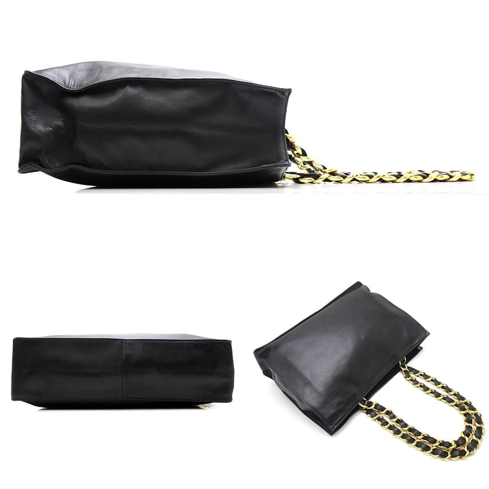 Chanel Chain Tote Bag x Hardware Leather Black