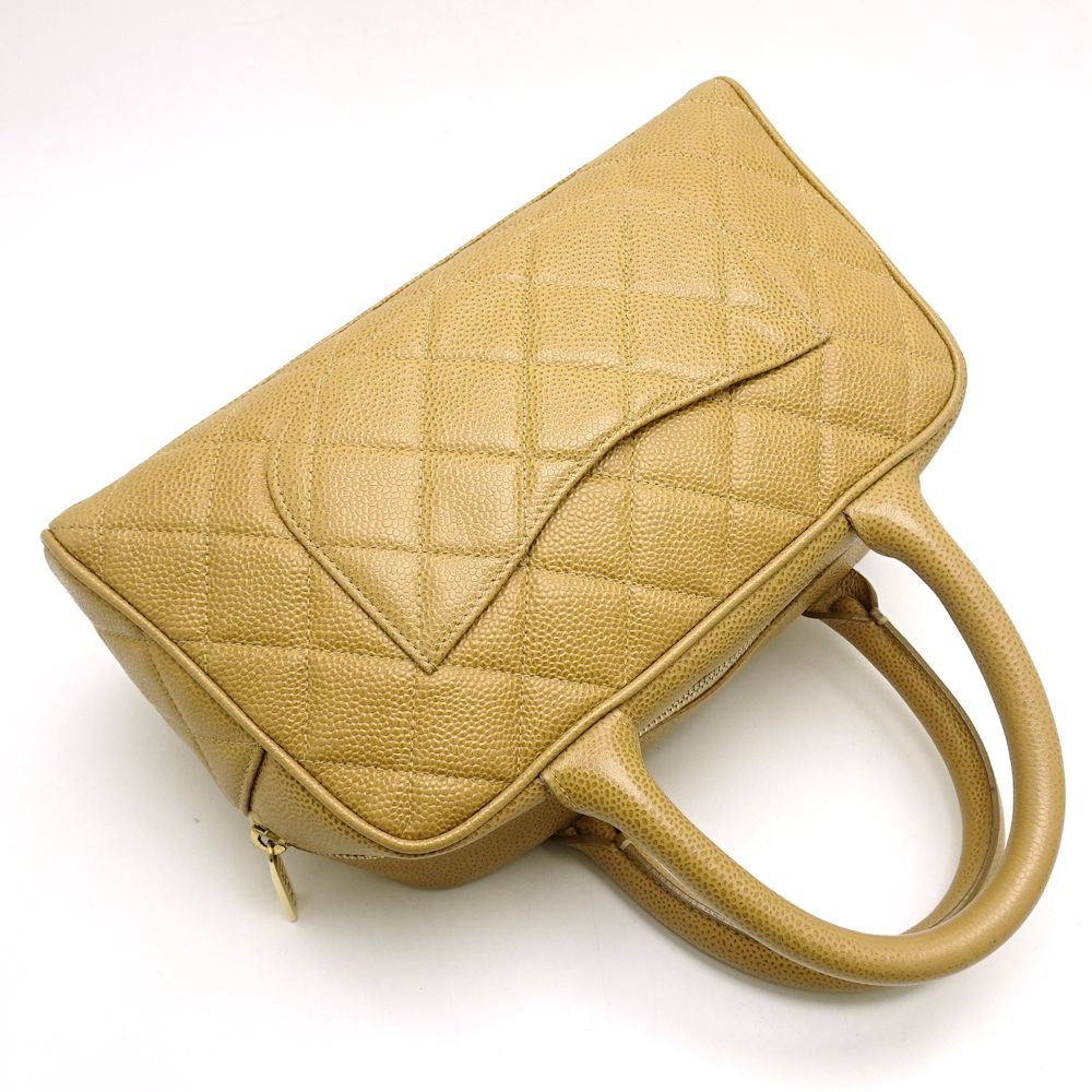 Chanel Handbag Caviar Skin Camel x Metal Fittings Gold