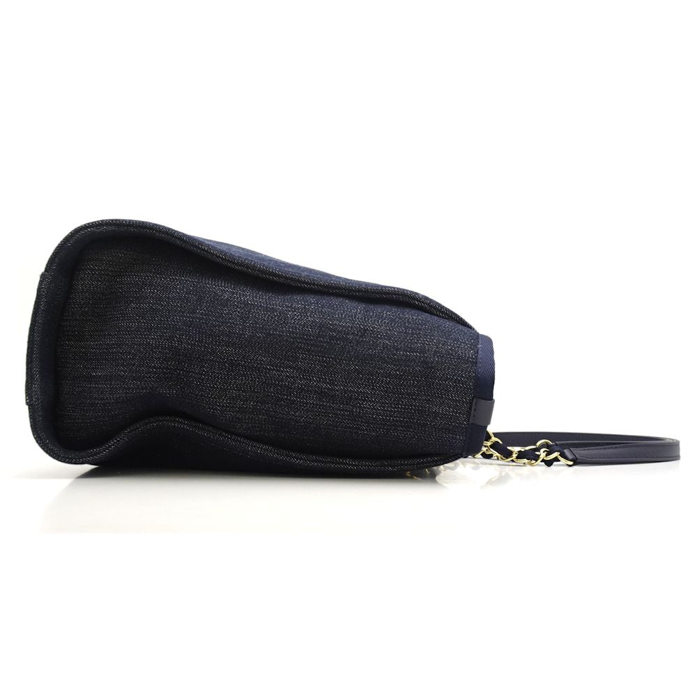 Chanel Deauville Tote Bag Navy Denim Chain