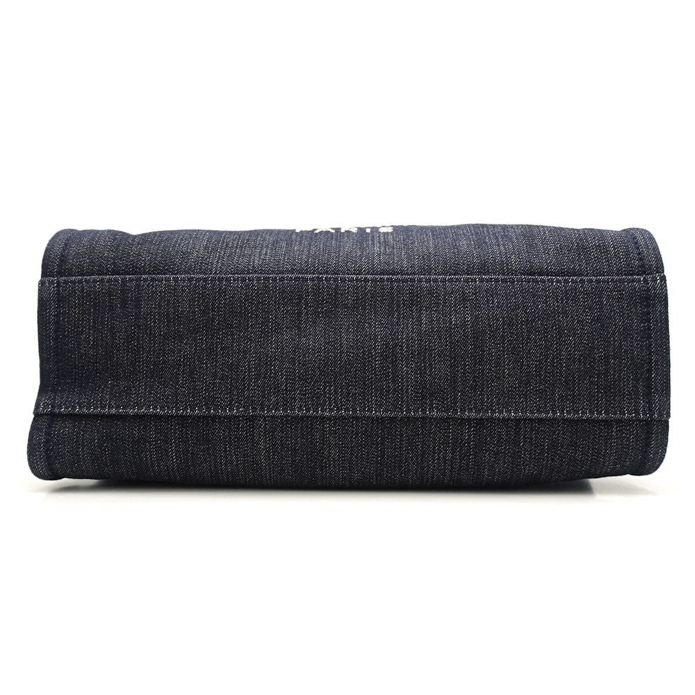 Chanel Deauville Tote Bag Navy Denim Chain