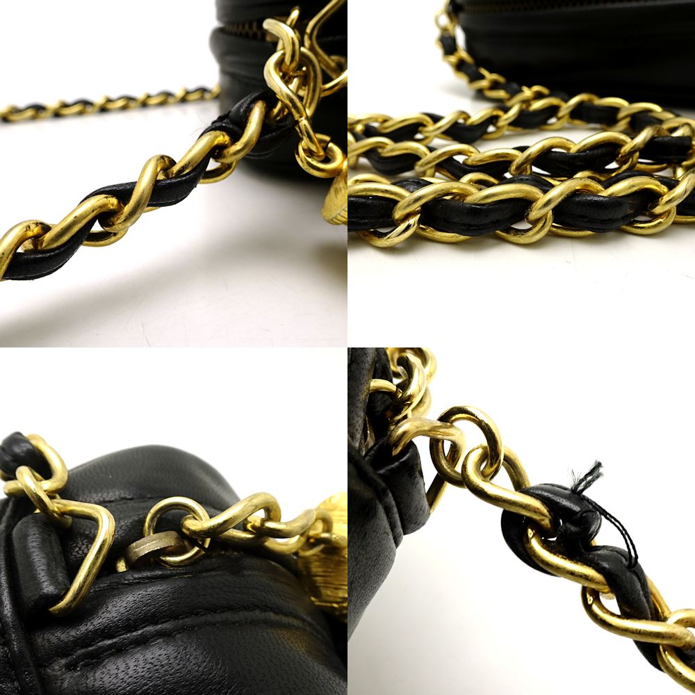 Chanel Shoulder Bag Crossbody Fringe Leather Black Jewelry