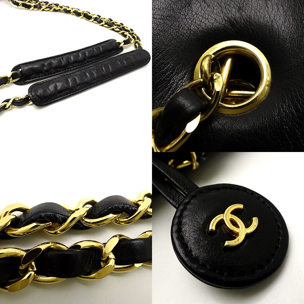 Chanel Chain Tote Bag x Metal Fittings Leather Black