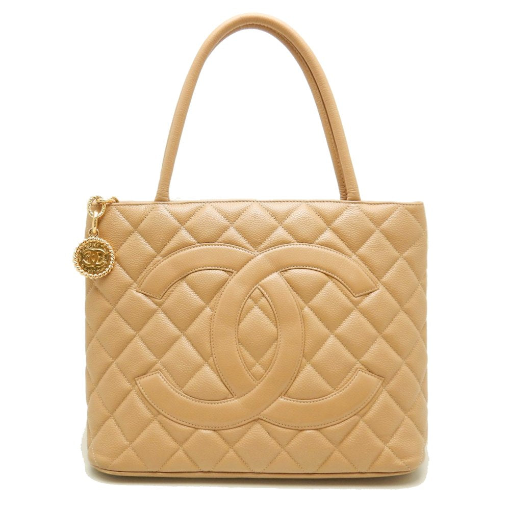 Chanel Reissue Tote Bag Caviar Skin Metal Fittings Beige Gold