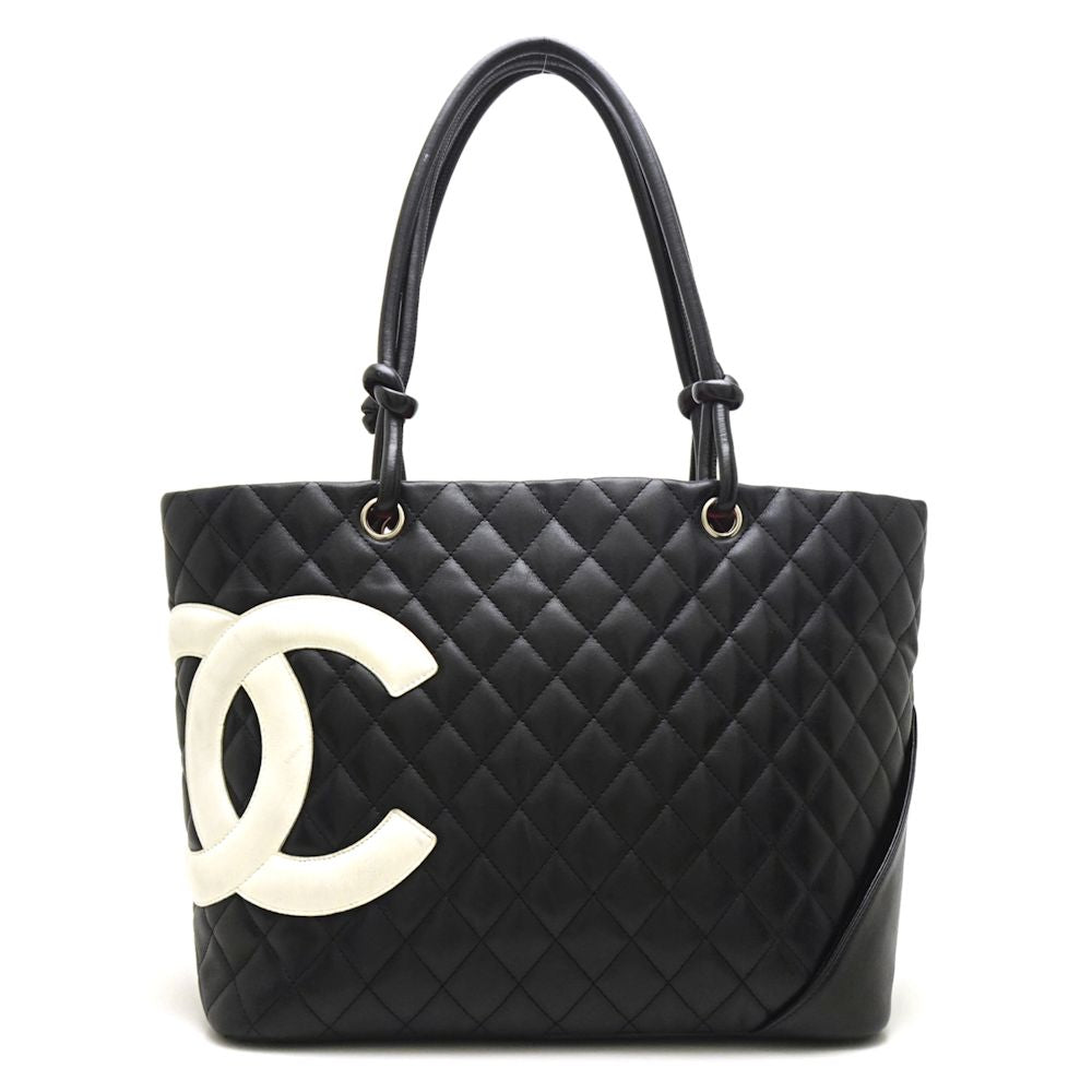Chanel Cambon Line Tote Bag Large Calf x Matelasse Black