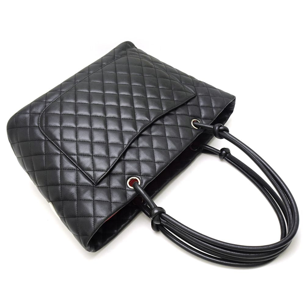 Chanel Cambon Line Tote Bag Large Calf x Matelasse Black