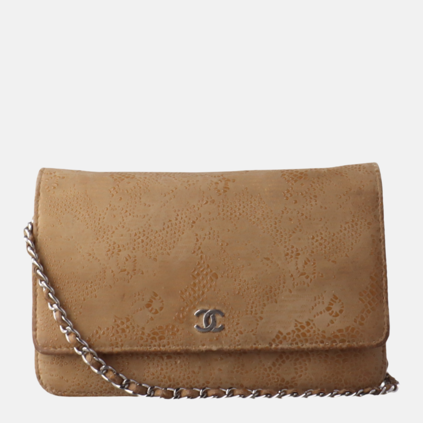 Chanel Wallet on Chain Beige Suede Lace Over Effect, 2013-2014