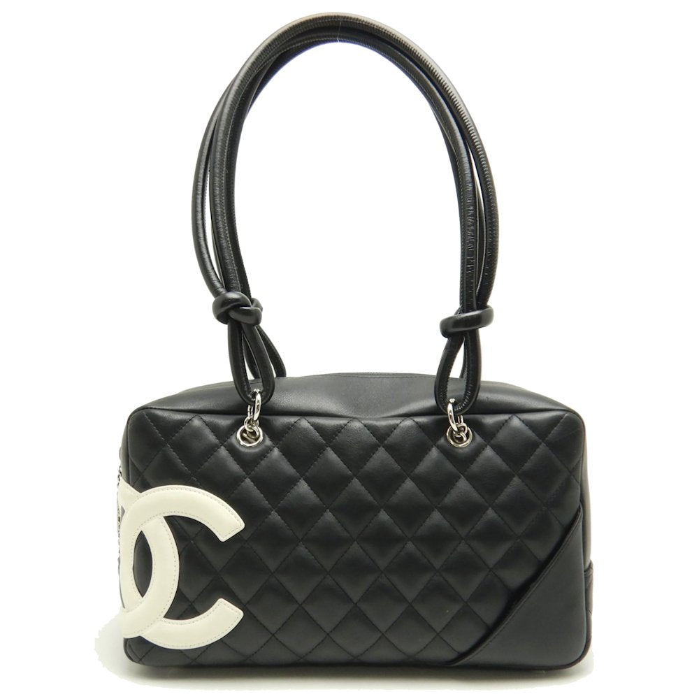 Chanel Cambon Line Bowling Bag Lambskin Shoulder Black Shoulder Bag